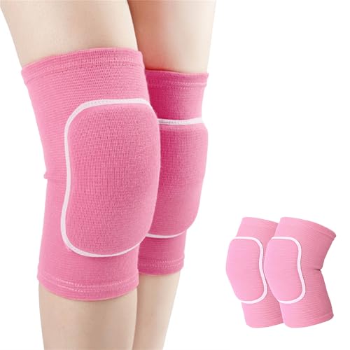 Dance Knee Pads for Women - Medium Pink, Soft Elastic Support