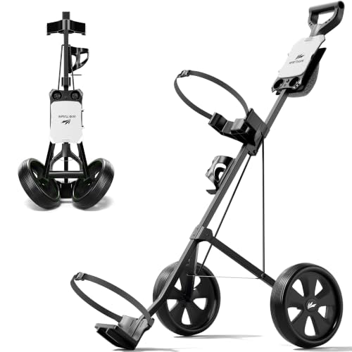 Lightweight 2-Wheel Golf Pull Cart - Foldable Steel Frame - Black