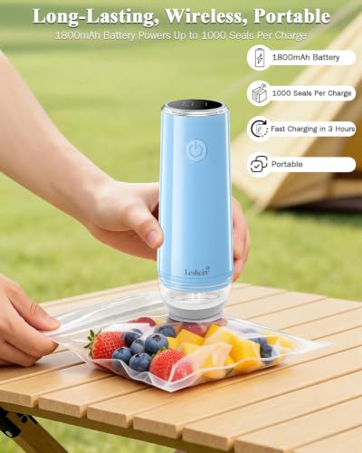 Leshein Blue Compact Food Vacuum Sealer with UV Light, Fast Seal