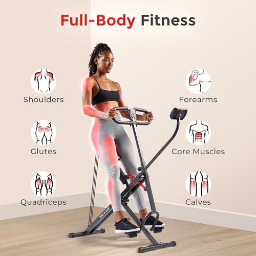 Smart Upright Row-N-Ride Trainer - Adjustable Resistance, 330LB Capacity, Black