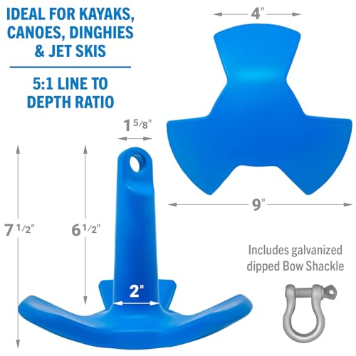 Better Boat 8 lb Vinyl-Coated River Anchor for Kayaks Canoes Dinghies & Jet Skis - Small Boat Use