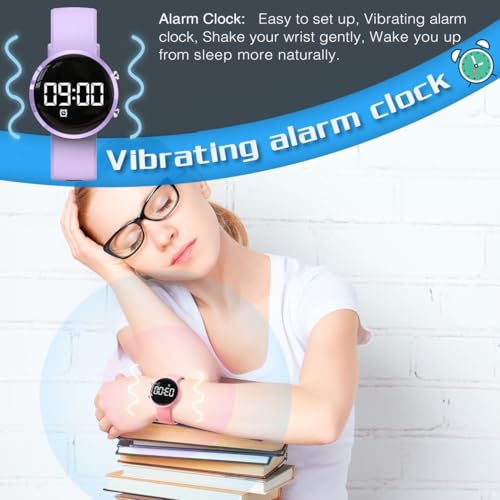 Kids Digital Pedometer Watch - Purple Fitness Tracker with Alarm