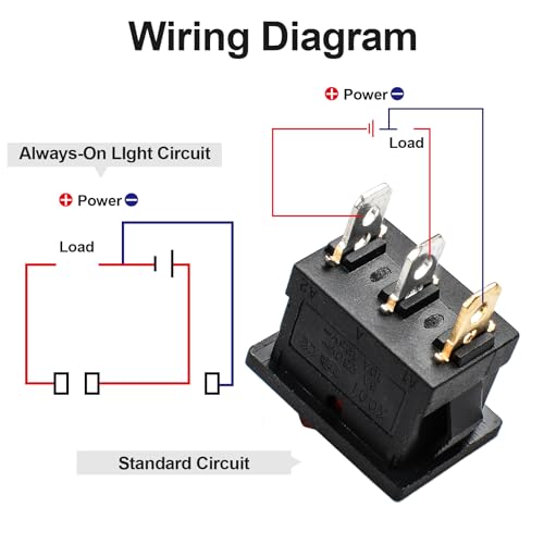 5 Pack DC 12V-24V 20A Red LED Boat Rocker Toggle Switch