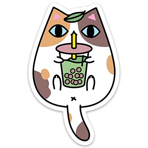Calico Cat Bubble Tea Vinyl Sticker - Water Resistant Art