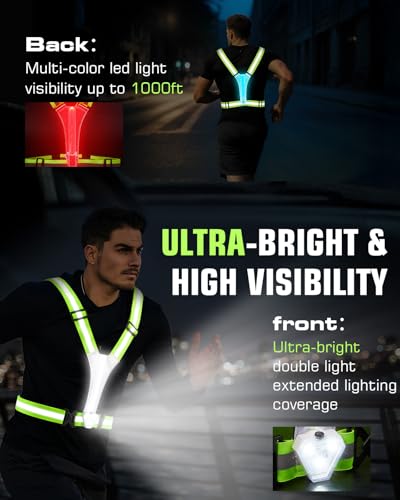LED Reflective Vest with Chest Light - Rechargeable Safety Gear