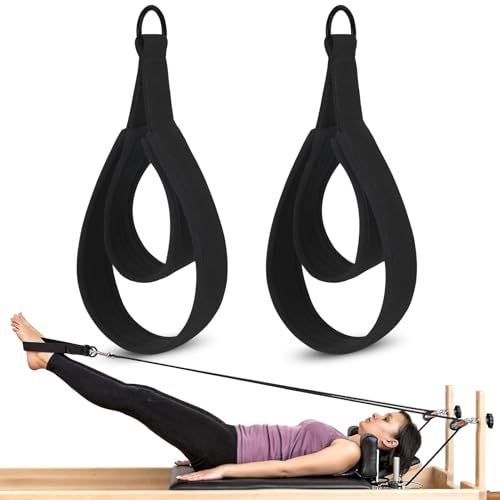 Pilates Double Loop Straps - 2PCS D-Ring Exercise Straps - Black