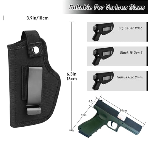 Concealed Carry Pistol Holster for Compact Handguns - 1000D Nylon - Black-Metal