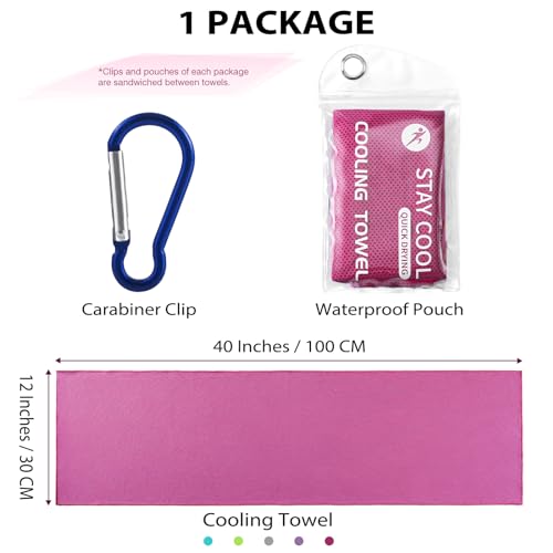 Cooling Towels - 5 Pack Gym Towels for Working Out & Yoga - Light Blue, Green, Grey, Purple, Rose Red