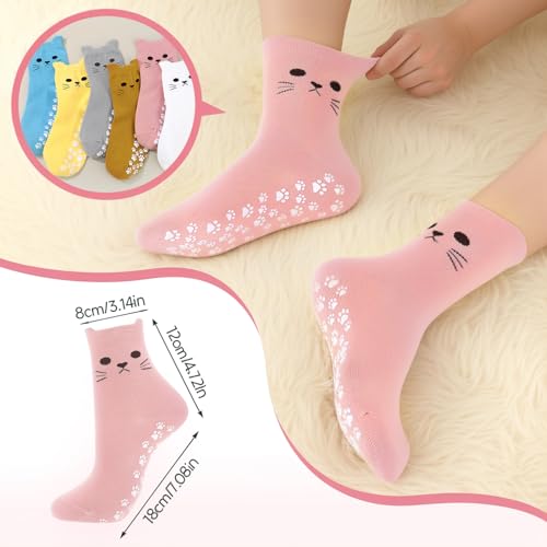 Cat Paw Grip Socks for Women - 5 Pack in Multiple Colors