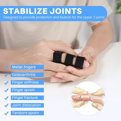 Finger Splint Brace for Index, Middle, Ring Fingers - 2 Pack