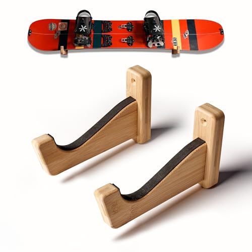 Bamboo Surfboard Wall Mount Rack - Tan Color for Longboards & Shortboards