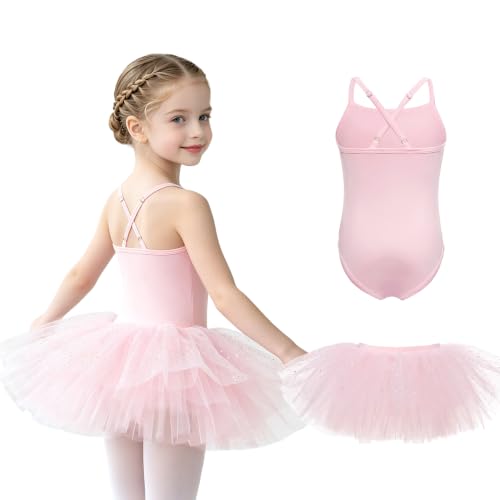 PetalLeap Little Girls Ballet Leotard & Tutu Set 2-7Y Adjustable Strap Pink 2-3T