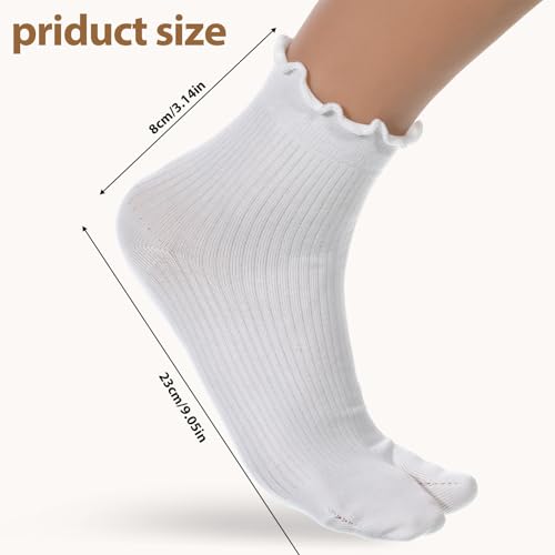 Tabi Socks White/Black, 4 Pairs Cotton Split-Toe Socks for Women & Men