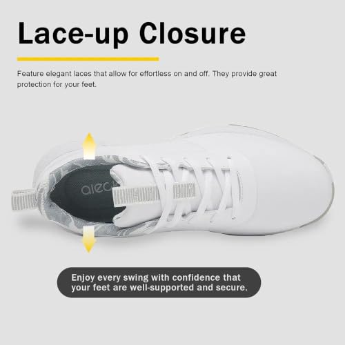 Spikeless Waterproof Golf Shoes for Women - Size 7.5 White/Grey