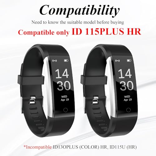 Replacement Watch Bands for ID115plus HR & Very Fit Pro - Black Set