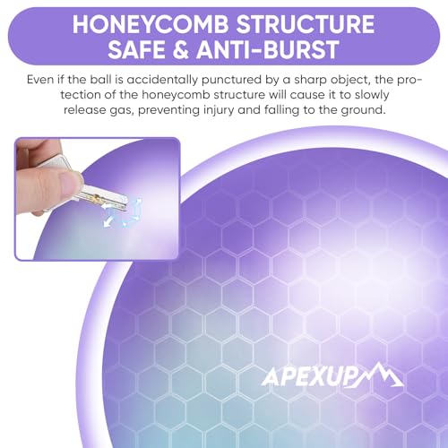 APEXUP 27-Inch Blue Purple XL Anti-Burst Yoga Ball with Pump, 75cm
