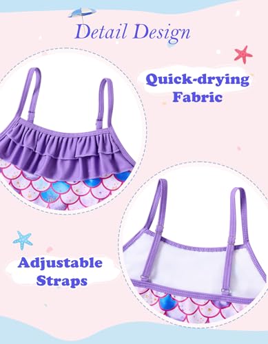Mermaid Bikini Set for Girls - 2 Piece Ruffle Swimsuit, Scale - 4-5T