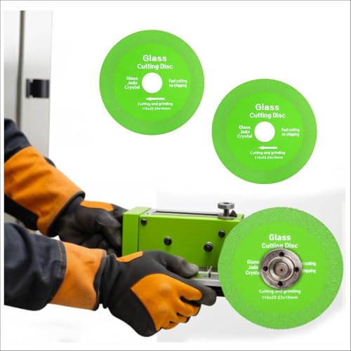 3 Pack 4-1/2 Inch Diamond Glass Cutting Disc for Angle Grinder, 7/8" Arbor Ultra-Thin Precision Blade - Cut Glass, Tile, Crystal, and Ceramic for Bottles