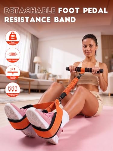 Adjustable Pedal Resistance Band - 3 Tubes, 30/60/90LBS, Orange