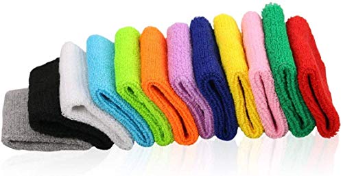 8 Pairs Colorful Cotton Wrist Sweatbands for Gym Sports