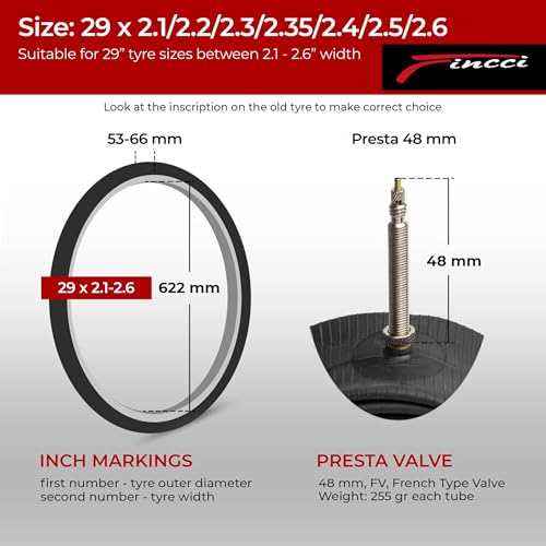 29 Inch Mountain Bike Tubes - Pack of 2, Black, Butyl Rubber