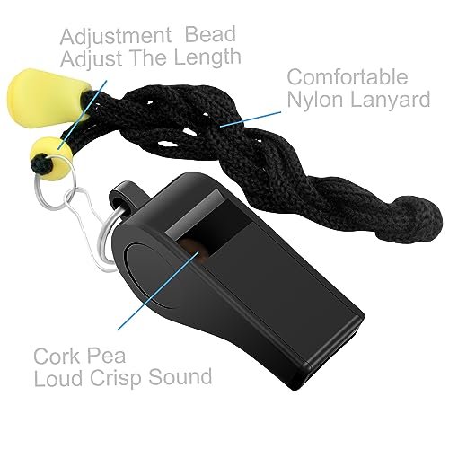 2-Pack Plastic Sports Whistles with Adjustable Lanyards - Loud Referee Gear