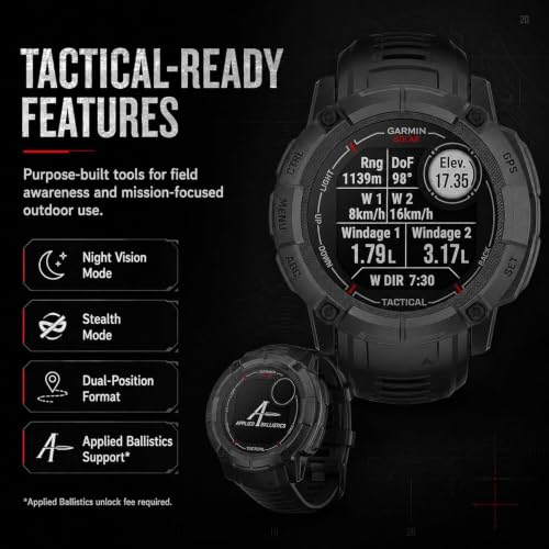 Garmin Instinct 2X Solar Tactical Edition GPS Smartwatch - Black