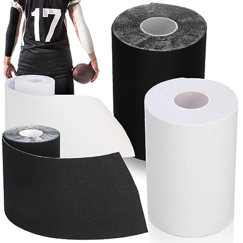 Jenaai Black and White Football Turf Tape - 33ft Support & Injury Prevention