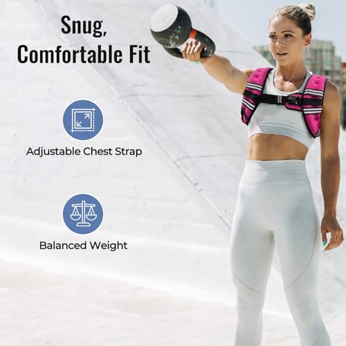 Zeerun Pink 18Lb Weighted Vest for Men Women Fitness & Workout