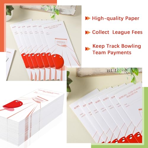 Geyoga 100 Pcs Bowling League Envelopes – Red & White Card Stock, Bulk Envelopes for Leagues