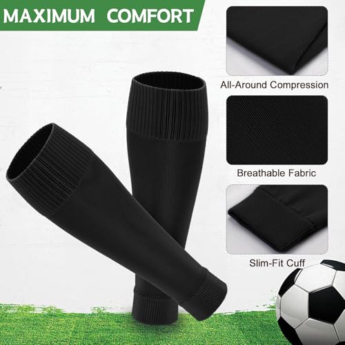 Ultrafun 3 Pairs Leg Sleeves Medium/Black - Pre-Cut Soccer Shin Guard Sleeves for Soccer Football