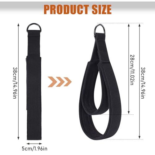 Double Loop Pilates Straps - Non-Slip Padded Grip, Black