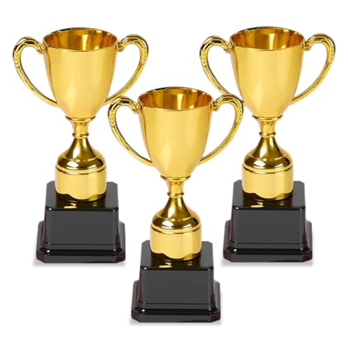 Gold Plastic Trophies Set - 7 Inch Award Cups for Kids