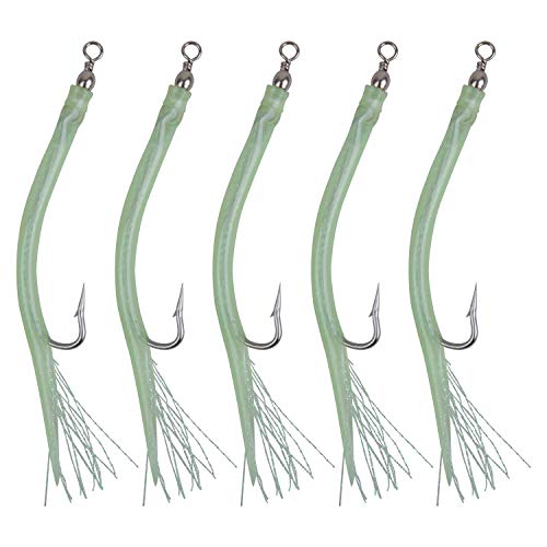 Striped Bass Tube Lures with Stainless Steel Hook - Green 5pcs