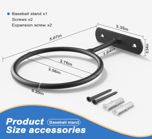 2-Pack Wall-Mounted Baseball & Softball Display Holders - Classic