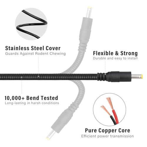 79-inch Chew-Proof Trail Camera Power Cable - 4.0x1.7mm DC Cord - 1PC