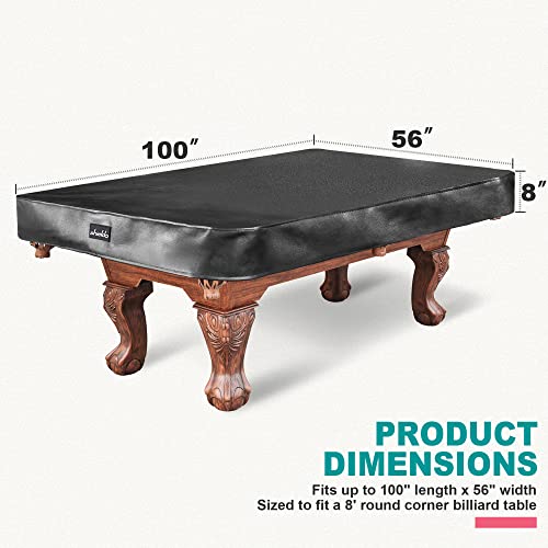 Shieldo 8FT Black Leatherette Pool Table Cover - Heavy Duty Snug Fit