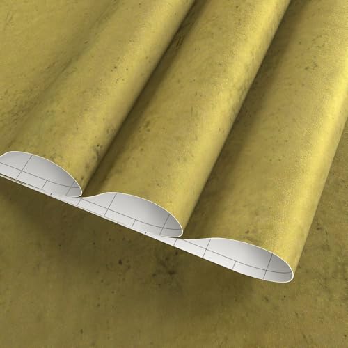 Gold Foil Peel and Stick Wallpaper 16"¡¿118" Vintage Faux Golden Concrete Contact Paper Matte Antique 3D Textured Vinyl Waterproof Thick Contact Paper for Kitchen Cabinets Office Decor