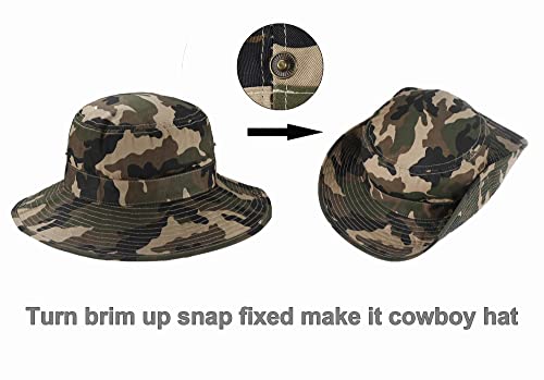 Kids Camouflage Sun Hat UPF 50+ Camo Boonie Bucket Hat 7-14 Years