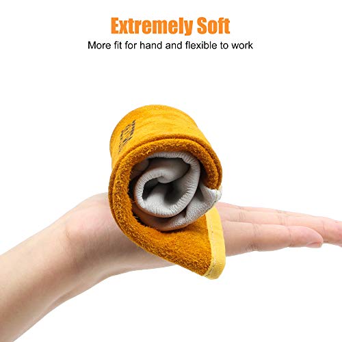 BEETRO Working Gloves 5 Pairs, Tig Welding Cowhide Split Leather, Heat/Fire Resistant BBQ/Warehouse/Heavy Duty/Animal Handling Glove, Extremely Soft and Flexible