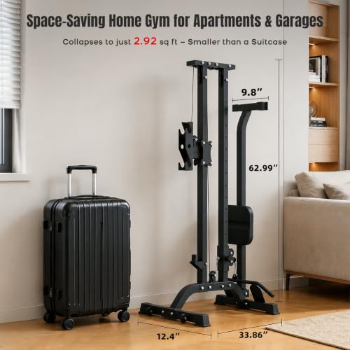 Cable Crossover Machine & Rower - 2 in 1 Home Gym CR63 - Black
