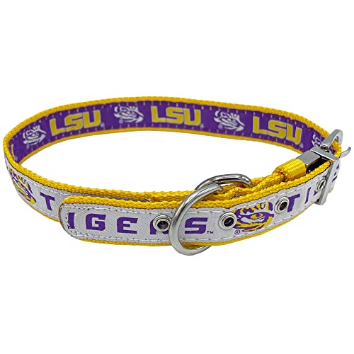 Reversible NCAA Dog Collar - LSU Tigers - Medium