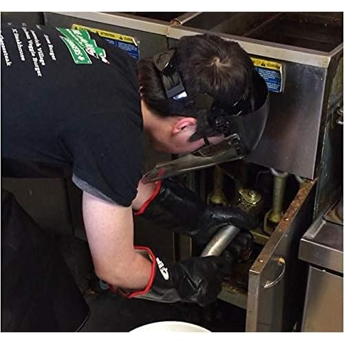 OIL SHIELD 18'' High Heat Neoprene Glove, Fryer Filtration Glove, 450 Degree Temp Rating, Cotton Liner, Food Service Safety (Size Large)