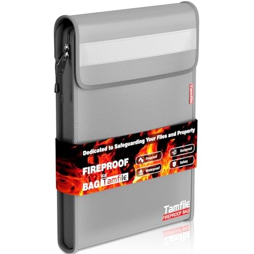 6400¢µ Fireproof Document Bag with Zipper, 15¡±x 11¡± Waterproof Fireproof Money Bag with 2 Pockets, Safe Important Document Organizer for A4 A5 Legal Letter Size, Valuables, Legal Documents (Grey)