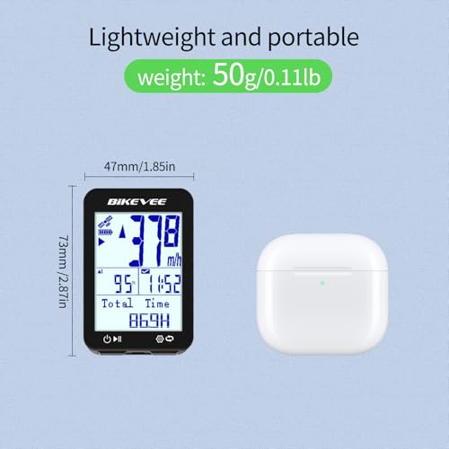 Wireless GPS Bike Computer - 2.4" Screen, 9 Languages, IPX7 - Black Standard Mount
