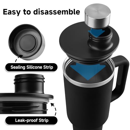 Spill Proof Replacement Lid for Stanley 40 oz Tumbler - Black
