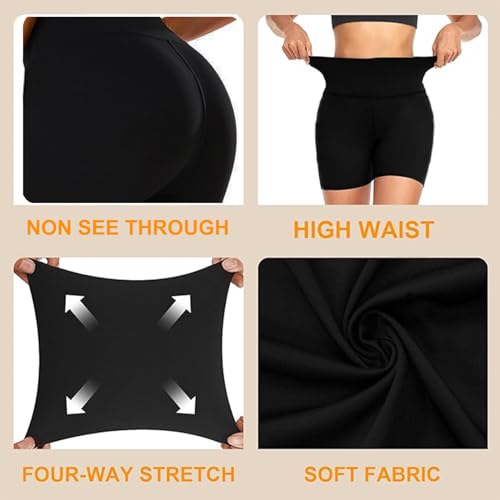 Girls High Waisted Bike Shorts - 5" Spandex Gymnastics - Large/X-Large Black