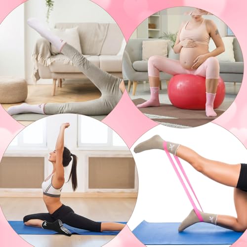 Grippy Pilates Socks for Women - 4 Pairs in Black, Pink, White, Khaki