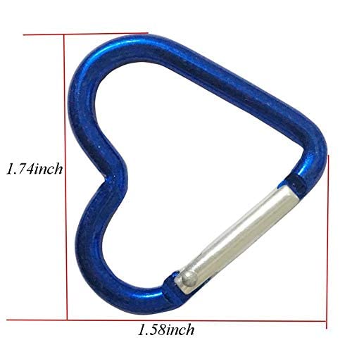 Heart Shaped Carabiner Clips - 5 Pack Assorted Colors
