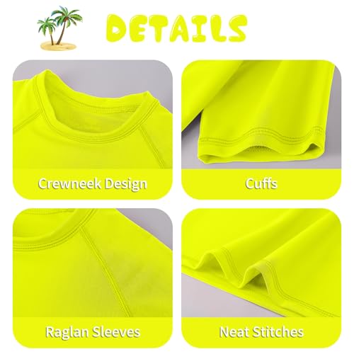 Boys Neon UV Sun Protection Rash Guard Swim Shirt - 7-8 Years Yellow